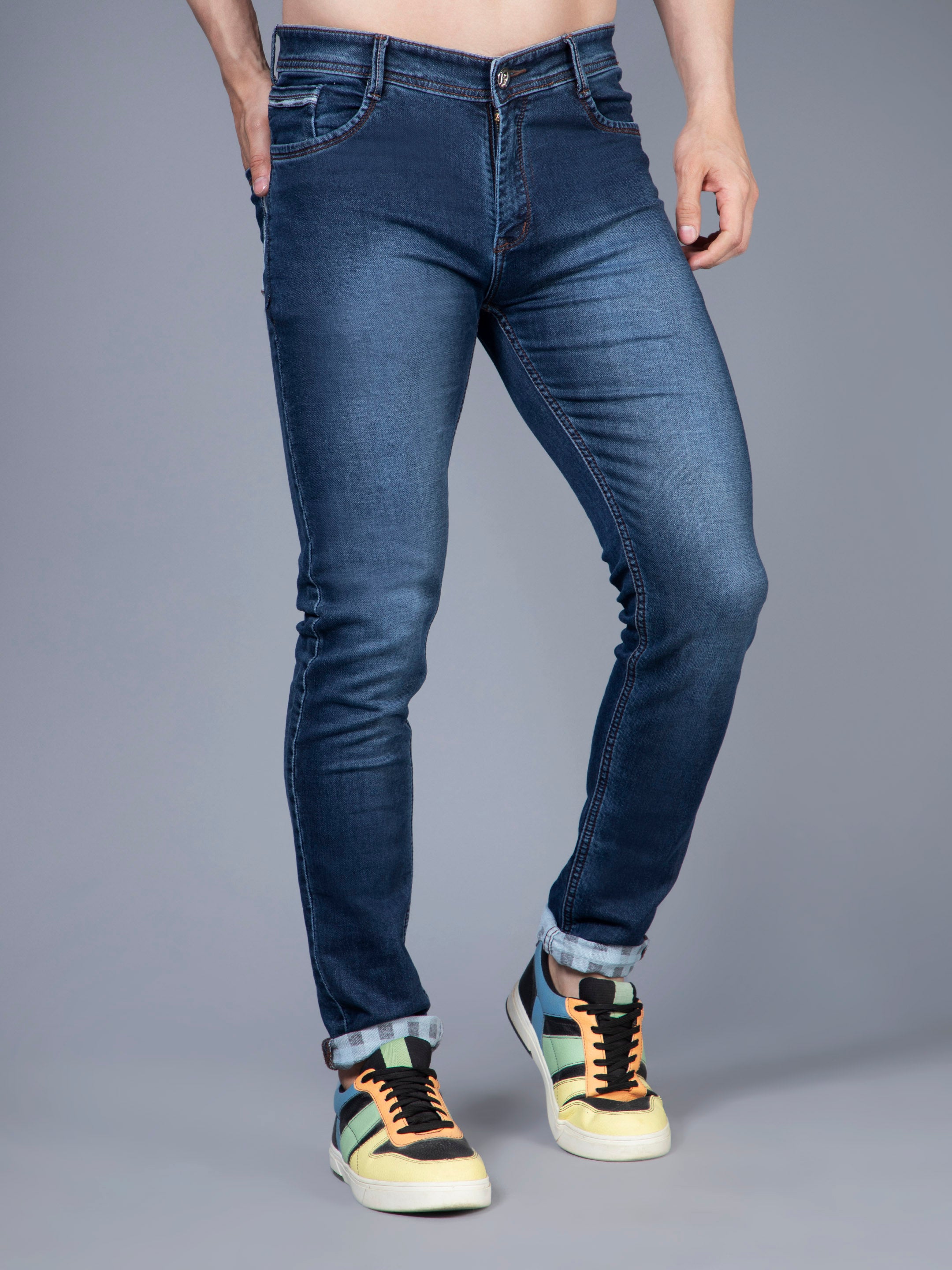 Reverse Checks Deep Jeans – Shio.in